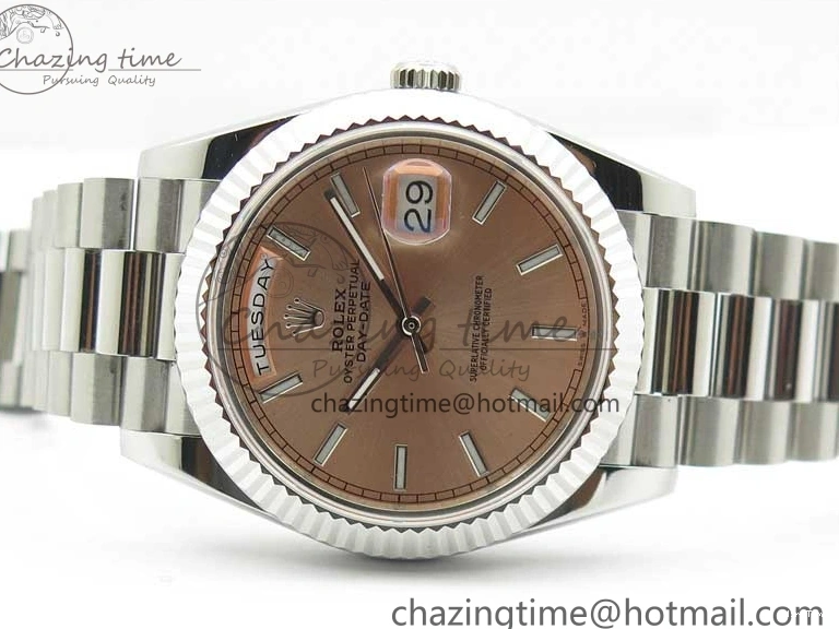 MiroTime 0111 Neat Day-Date 40mm 228239 BP New Dial Version 904 SS RG Stick Markers Dial on SS President Bracelet A 2819